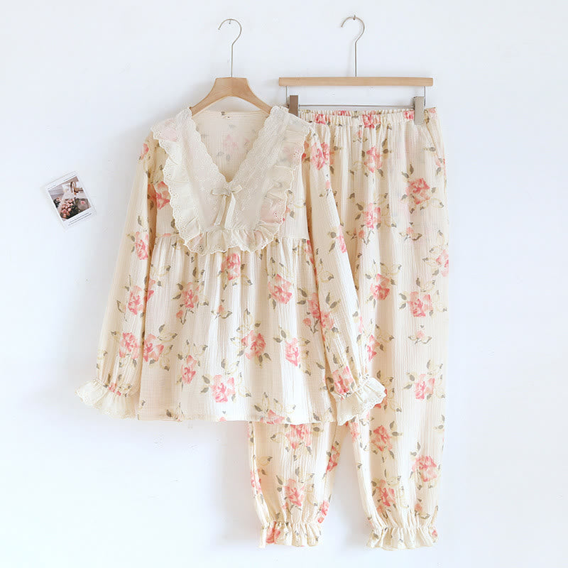 Cotton Gauze Floral Peony Nightwear