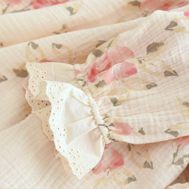 Cotton Gauze Floral Peony Nightwear