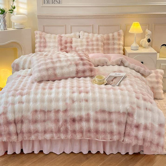 Fluffy Fleece Duvet Cover Bedding Set(4PCS)