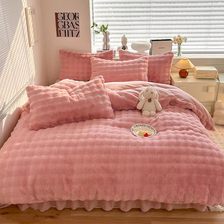 Fluffy Fleece Duvet Cover Bedding Set(4PCS)