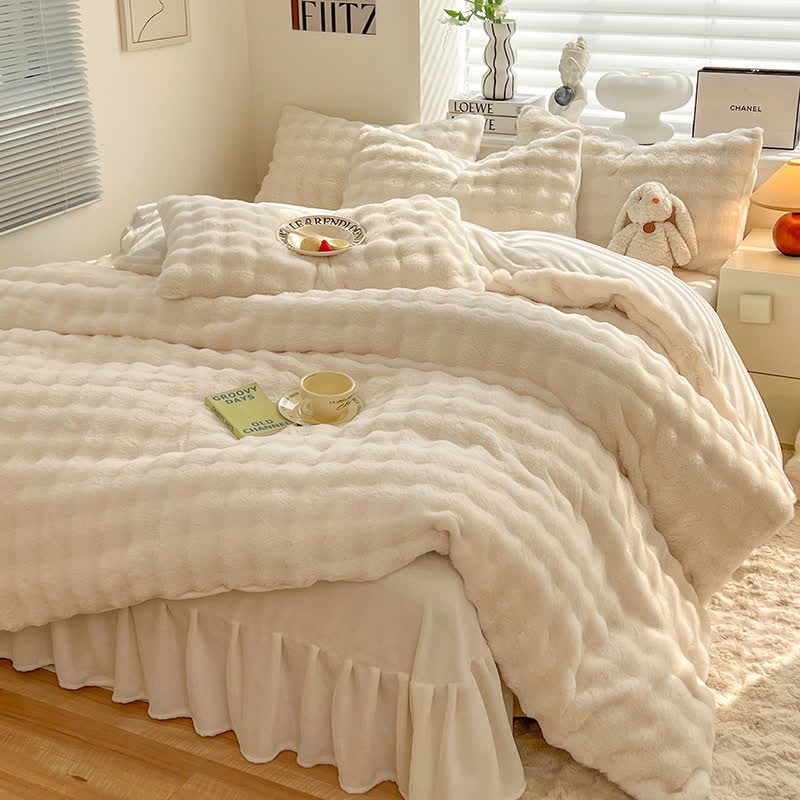 Fluffy Fleece Duvet Cover Bedding Set(4PCS)