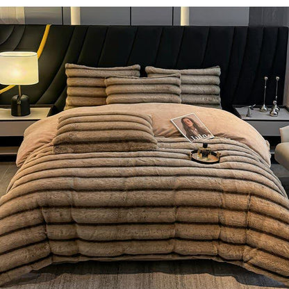 Vintage Luxurious Plush Fleece Bedding Set(4PCS)