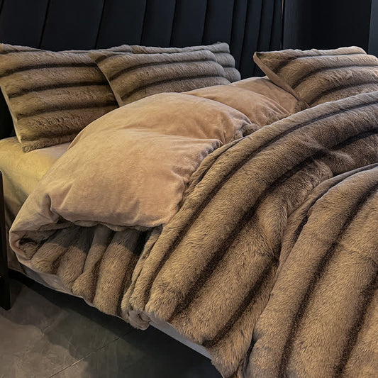 Vintage Luxurious Plush Fleece Bedding Set(4PCS) - image 0