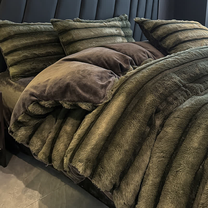 Vintage Luxurious Plush Fleece Bedding Set(4PCS) - image 7