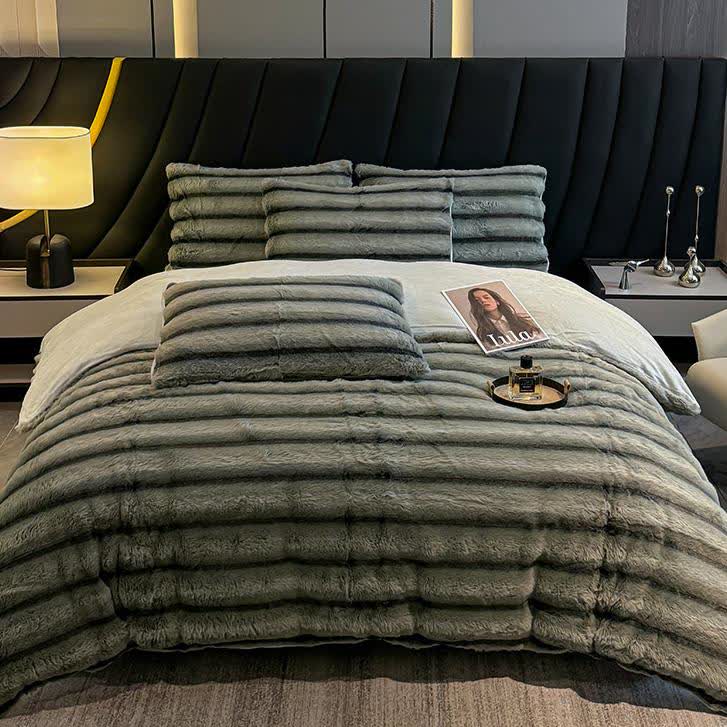 Vintage Luxurious Plush Fleece Bedding Set(4PCS)