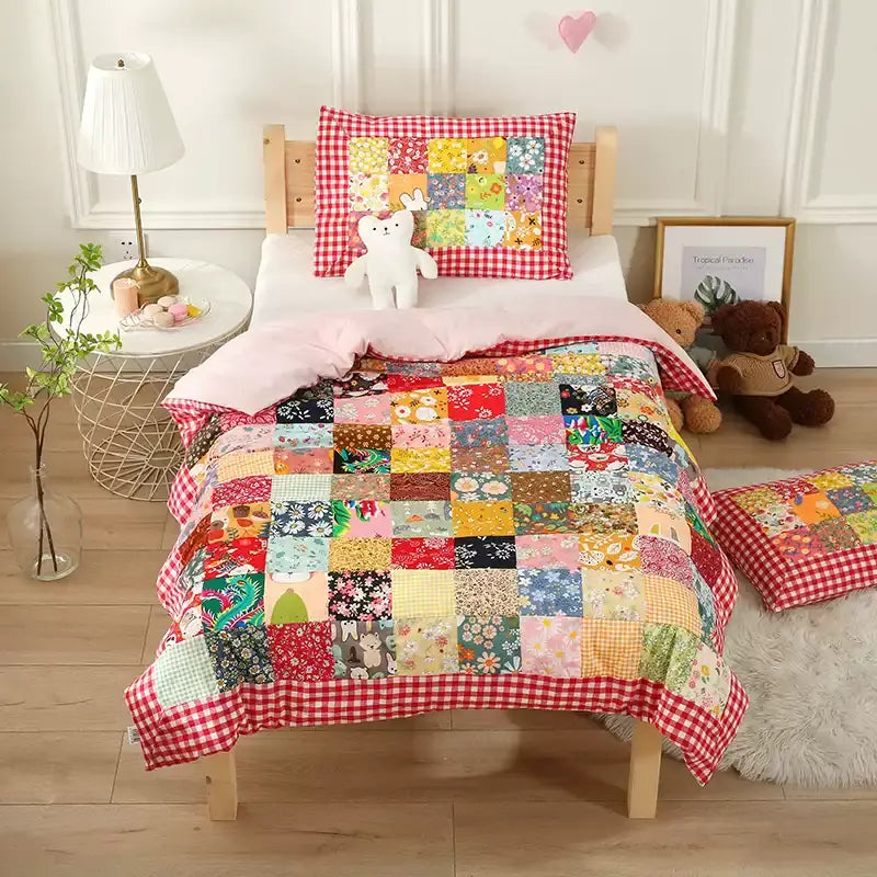 Pure Cotton Plaid Patchwork Baby Quilt