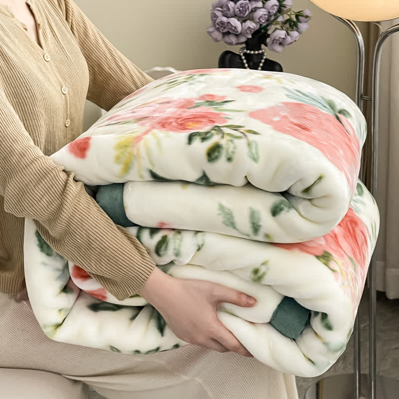 Floral Style Reversible Flannel Blanket