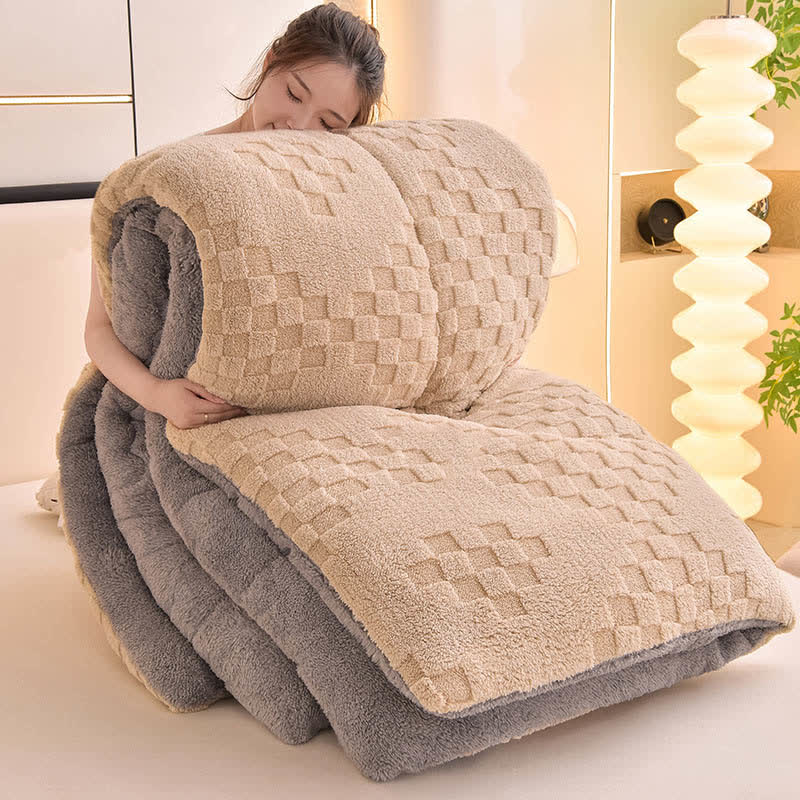 Winter Sherpa Warm Blanket with Quilt Core - Khaki - King - image 9