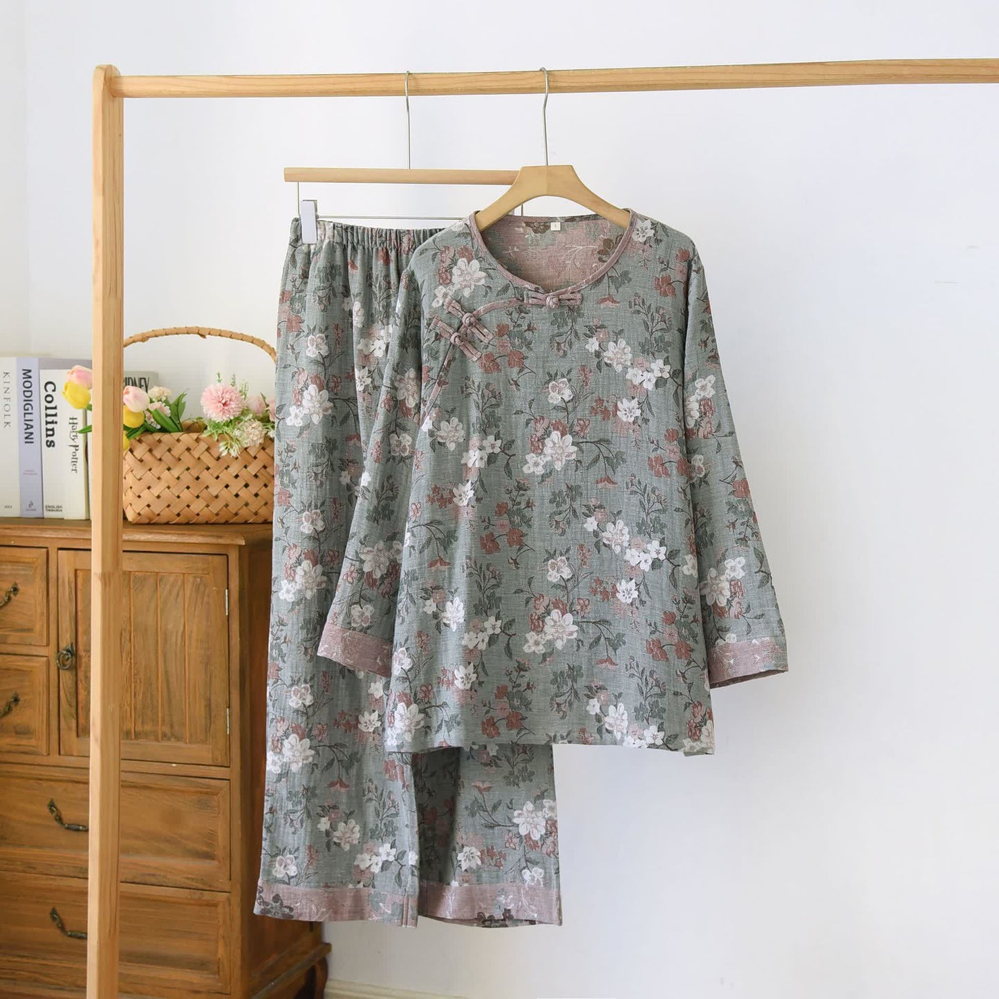 Long Sleeve Cotton Floral Pajama Set