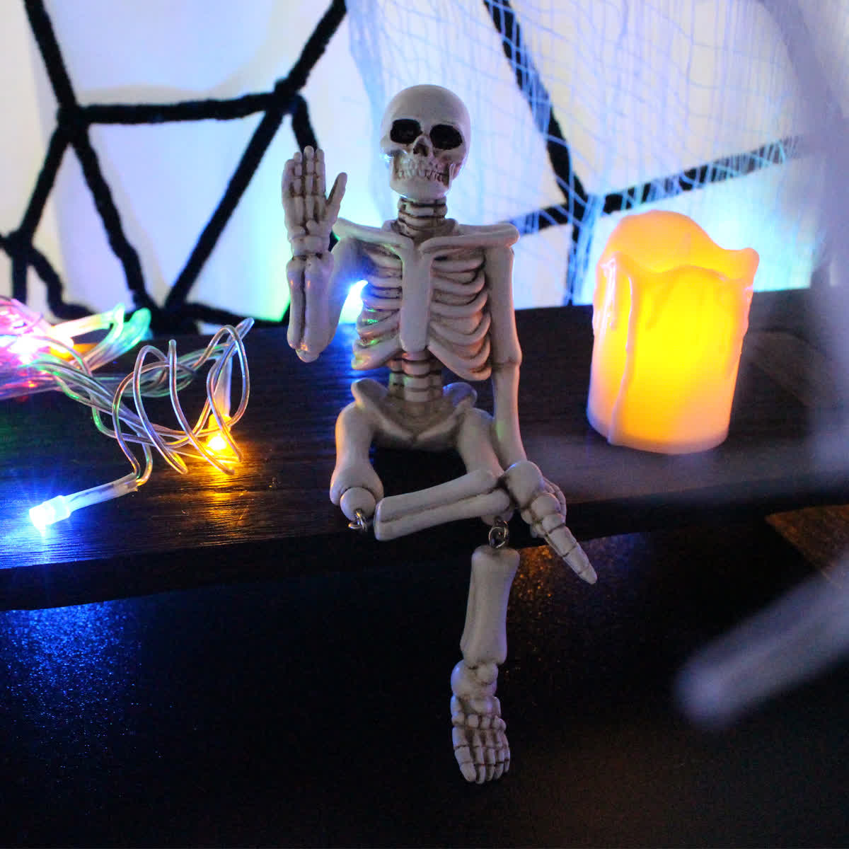 Halloween Resin Waving Hand Skeleton Ornament