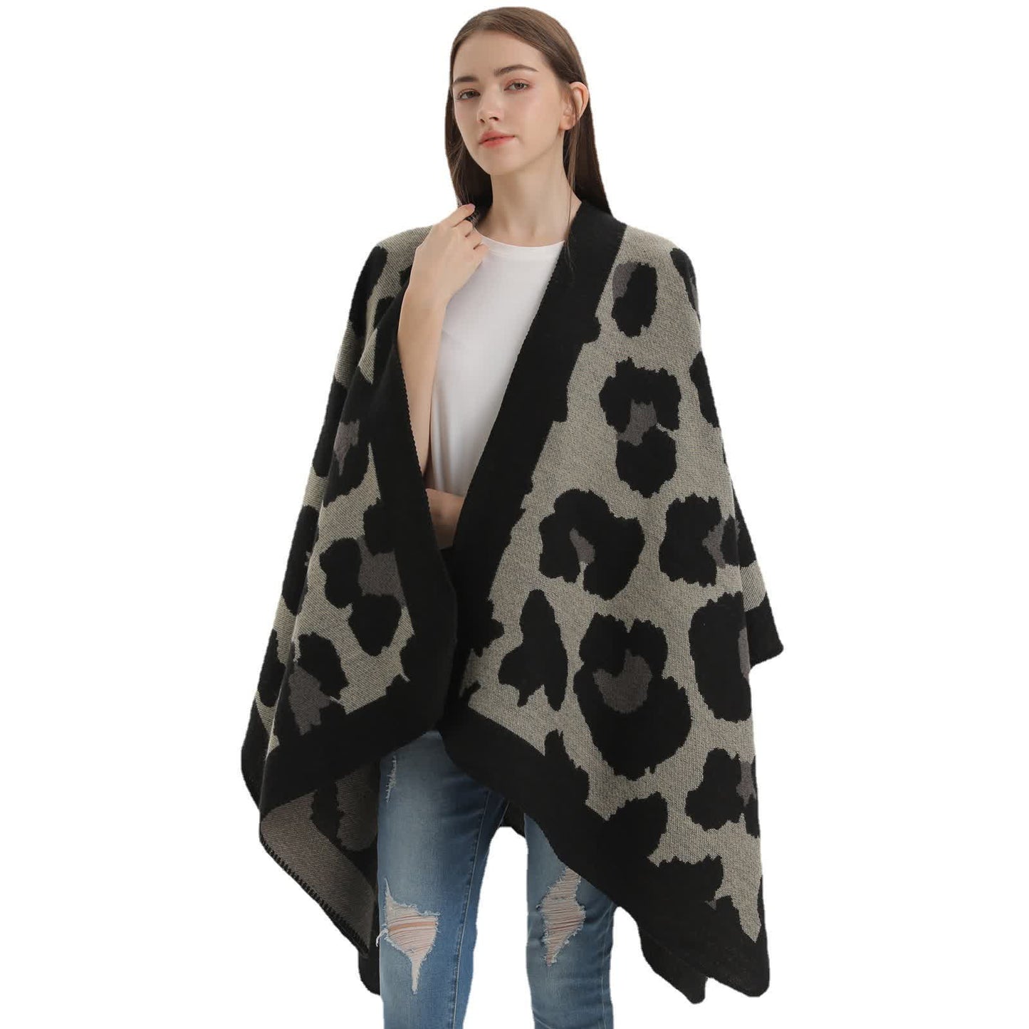 Modern Leopard Print Acrylic Shawl Cape