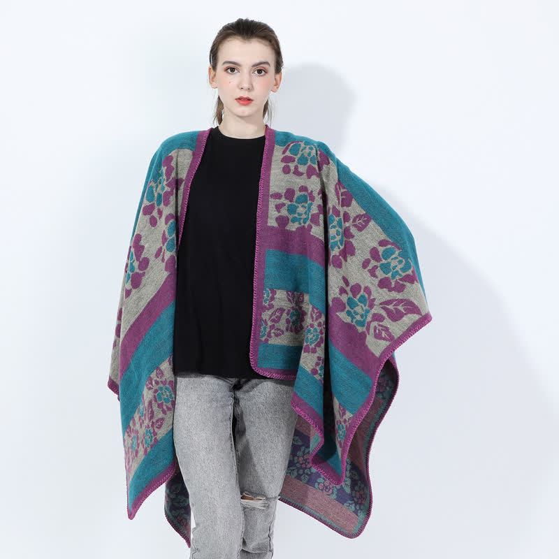 Jacquard Floral Acrylic Shawl Cape