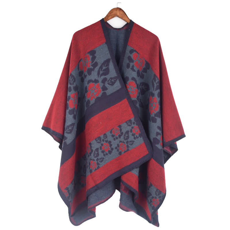 Jacquard Floral Acrylic Shawl Cape