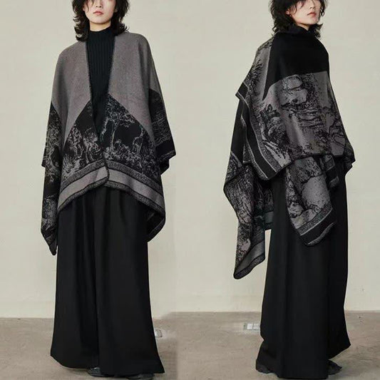 Elegant Forest Reversible Shawl Cape