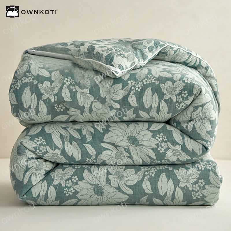 Yarn-dyed Jacquard Cotton Floral Quilt