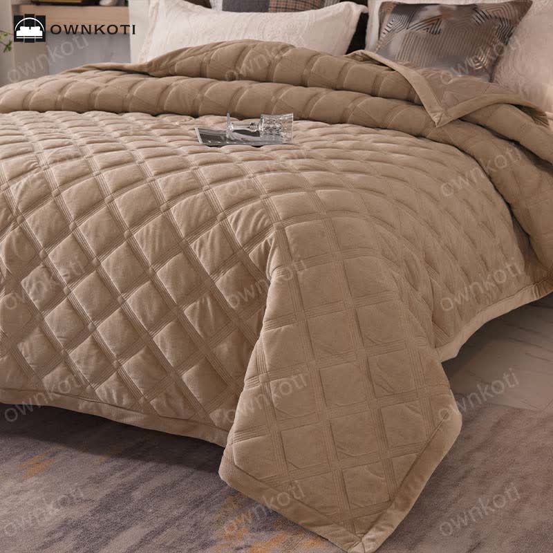 Solid Color Diamond Texture Soft Quilt