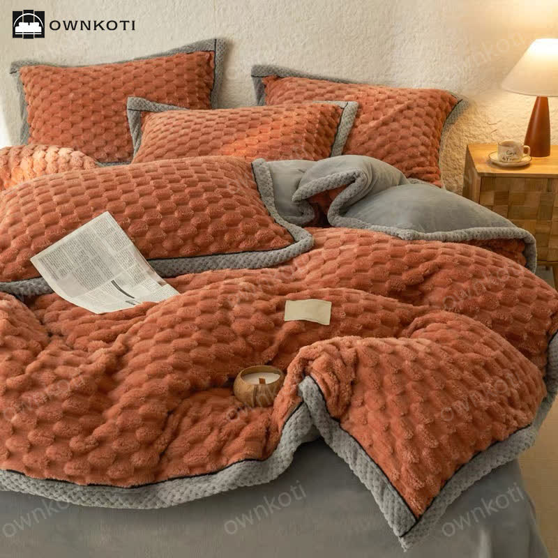 Soft Flannel Duvet Cover Bedding Set(4PCS)