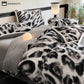 Leopard Soft Flannel Warm Bedding Set(4PCS)