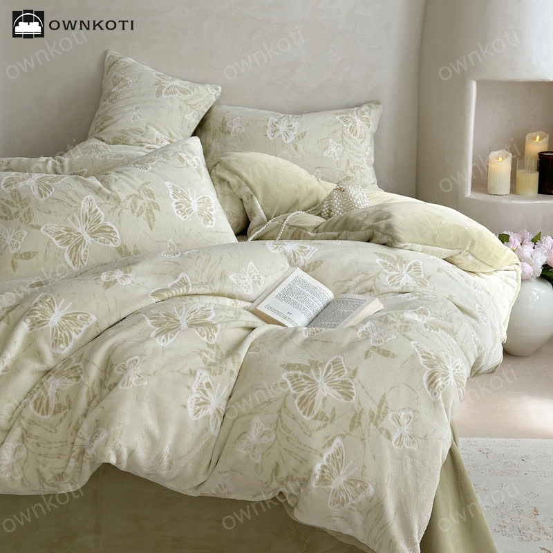 Butterfly Velvet Warm Bedding Set(4PCS)