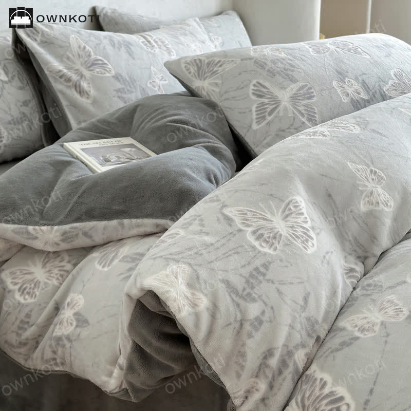 Butterfly Velvet Warm Bedding Set(4PCS)