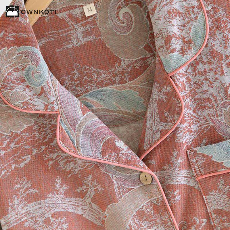 Retro Cotton Gauze Couple Pajama Set - image 5