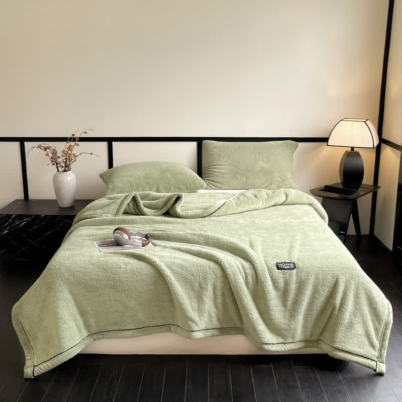 Solid Color Fleece Reversible Throw Blanket