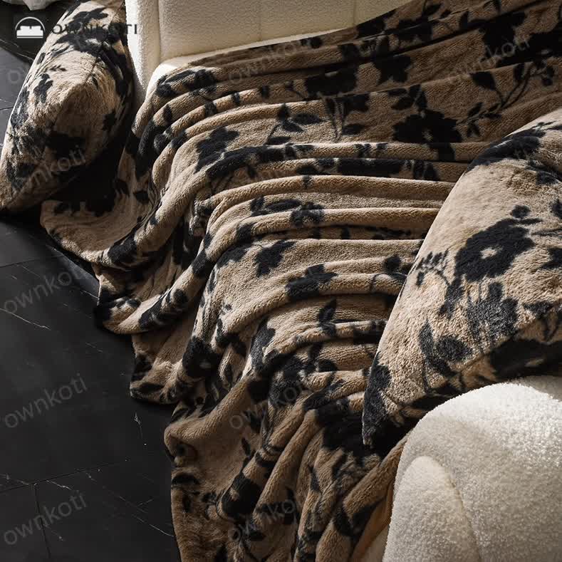 Velvet Vintage Floral Sofa Throw Blanket