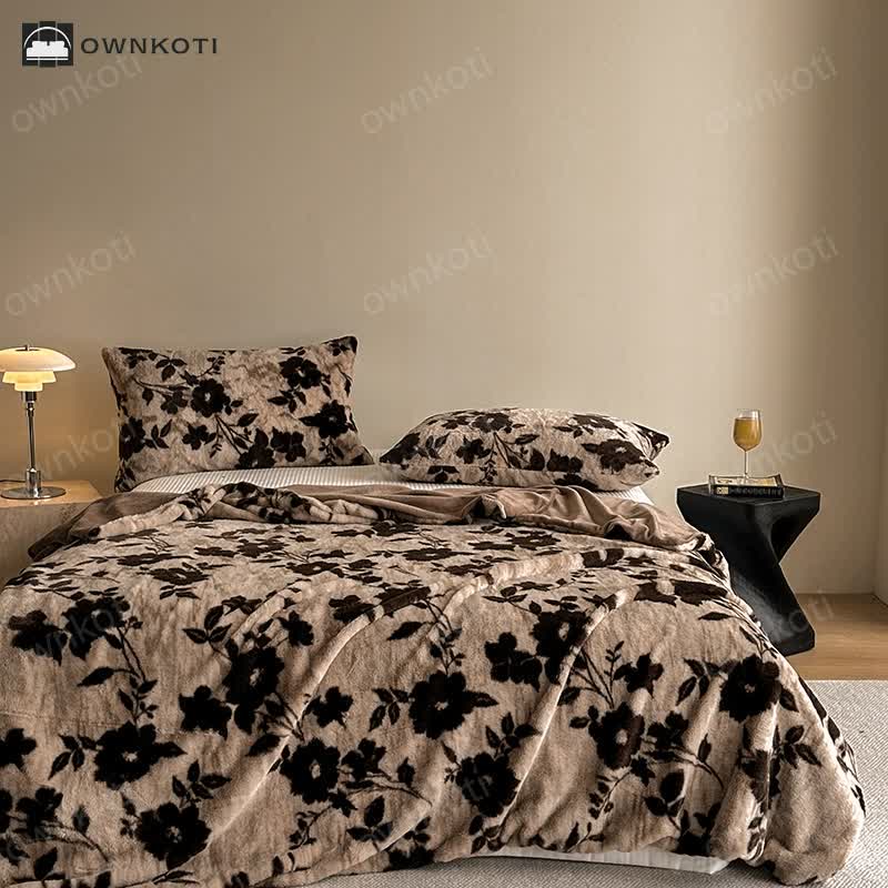 Velvet Vintage Floral Sofa Throw Blanket