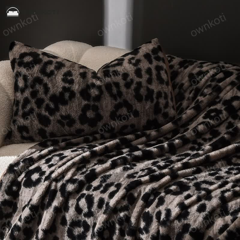 Leopard Print Warm Velvet Sofa Blanket