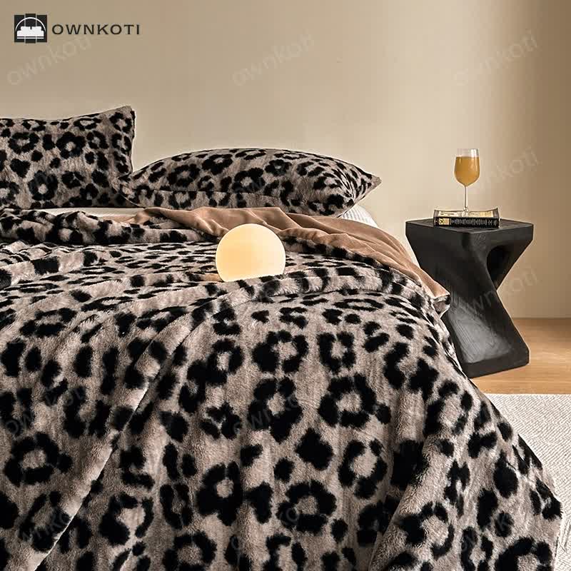 Leopard Print Warm Velvet Sofa Blanket