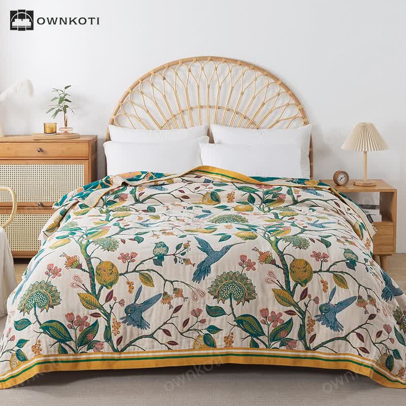 Reversible Pastoral Cotton Gauze Quilt