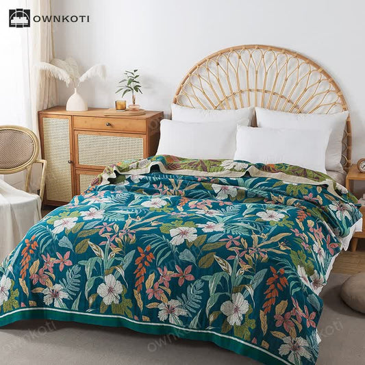 Lightweight Cotton Gauze Jacquard Floral Quilt