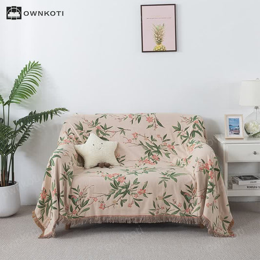 Tassel Cotton Gauze Rural Sofa Blanket