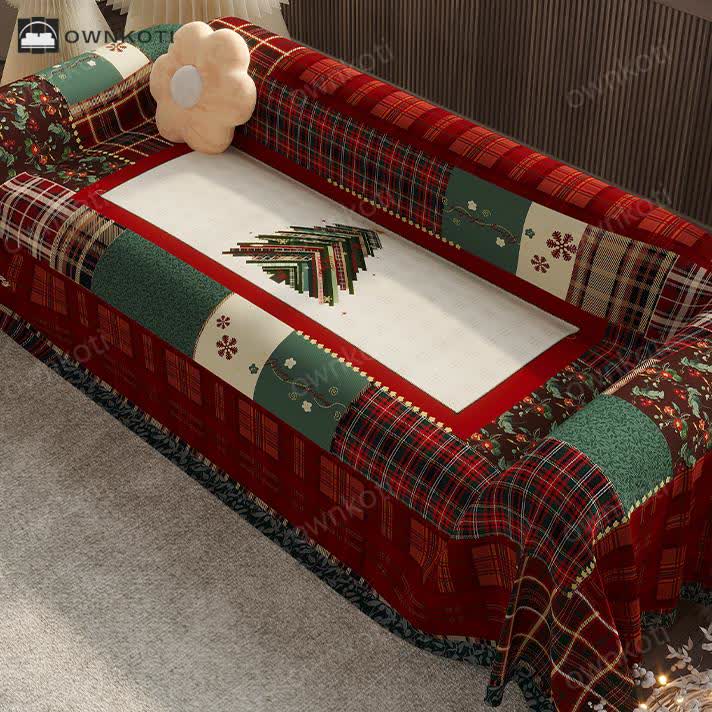 Vintage Christmas Chenille Functional Sofa Cover