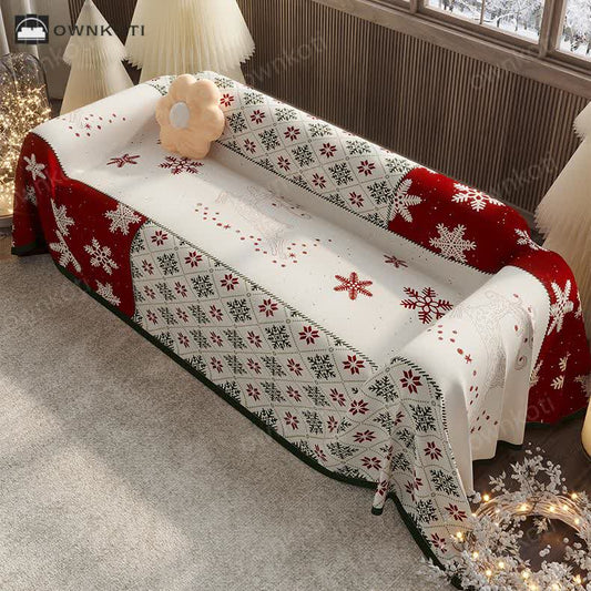 Christmas Snowflake Chenille Sofa Cover