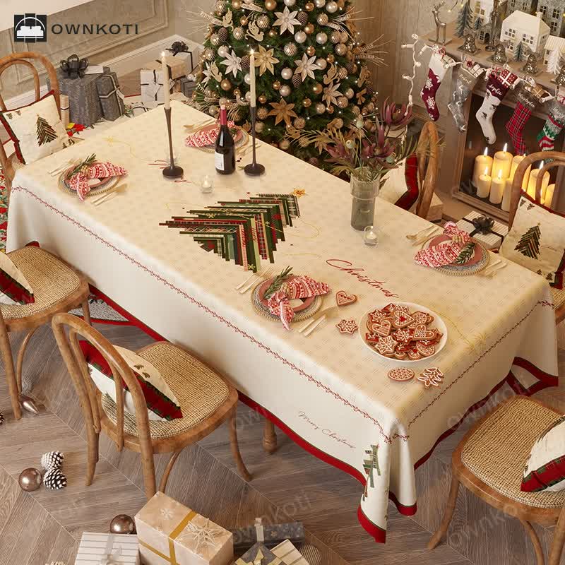 Simple Christmas Tree Chenille Tablecloth