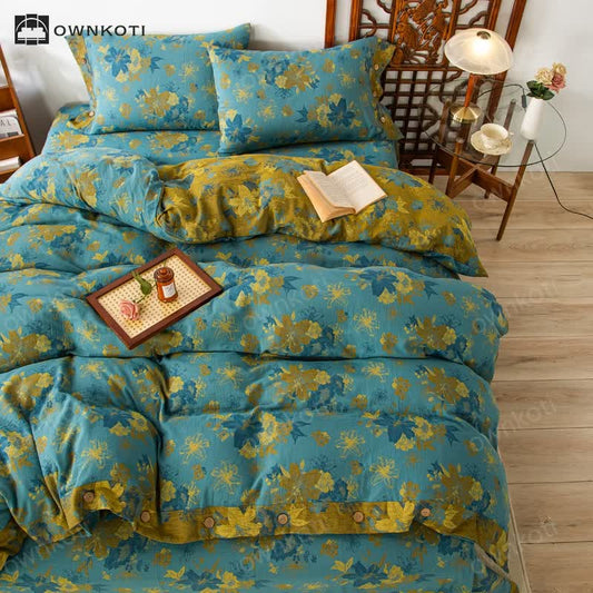 Lily Cotton Gauze Button Bedding Set(4PCS)