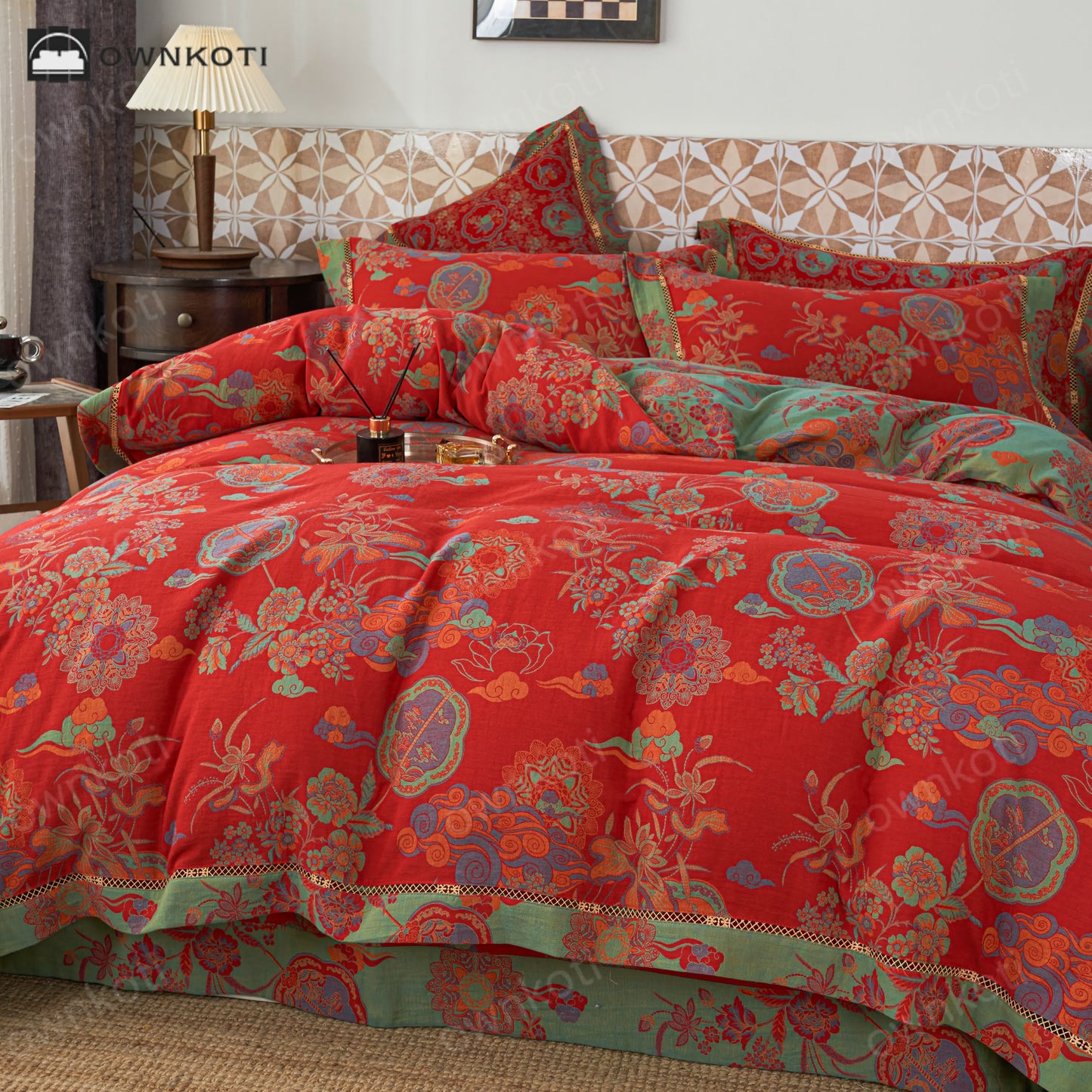 Cotton Gauze Luxurious Floral Bedding Sets (4PCS)