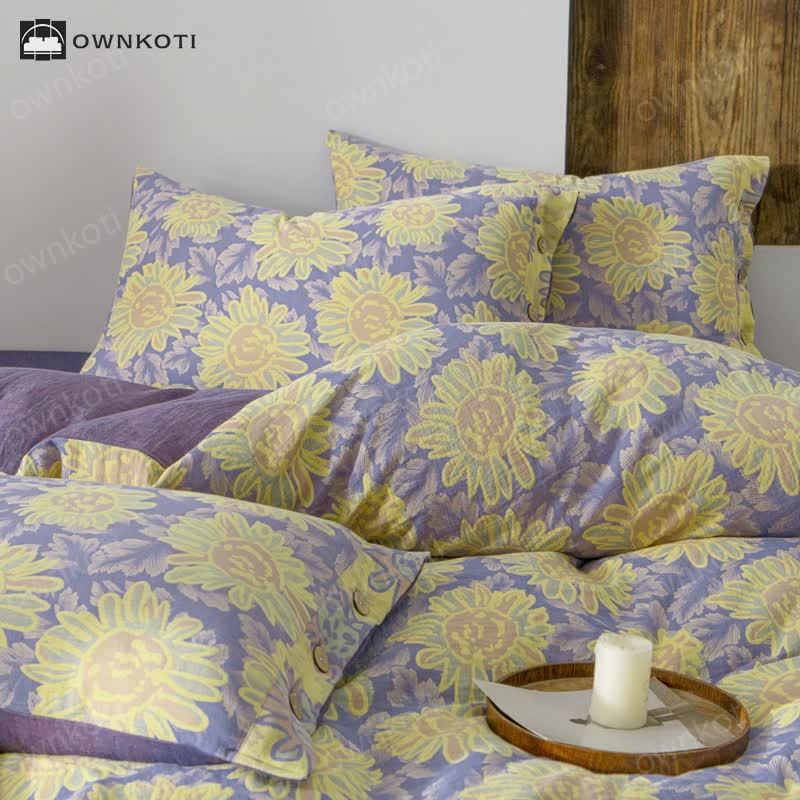 Jacquard Sunflower Cotton Gauze Bedding Set (4PCS)