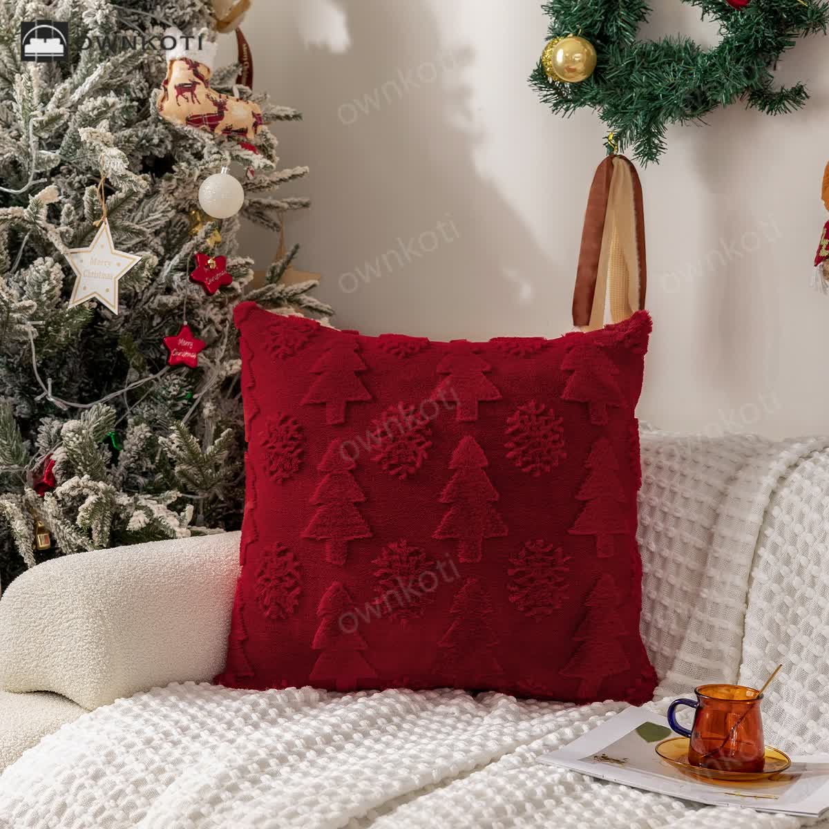 Jacquard Christmas Tree Decortaive Pillowcase