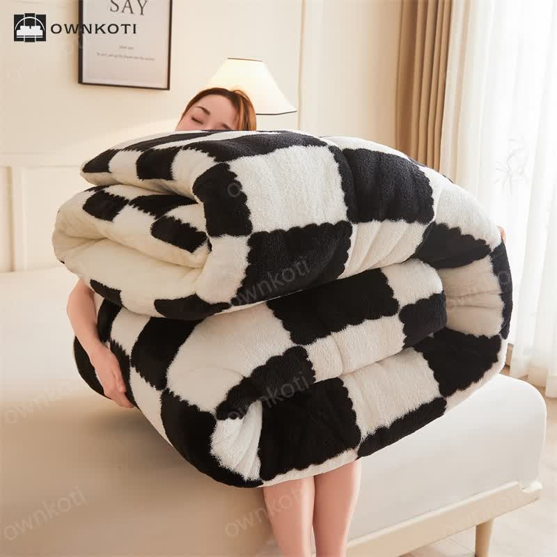 Checkerboard Fleece Blanket Winter Comforter