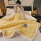 Double-sided Fleece Simple Throw Blanket - Yellow - Queen - image 11