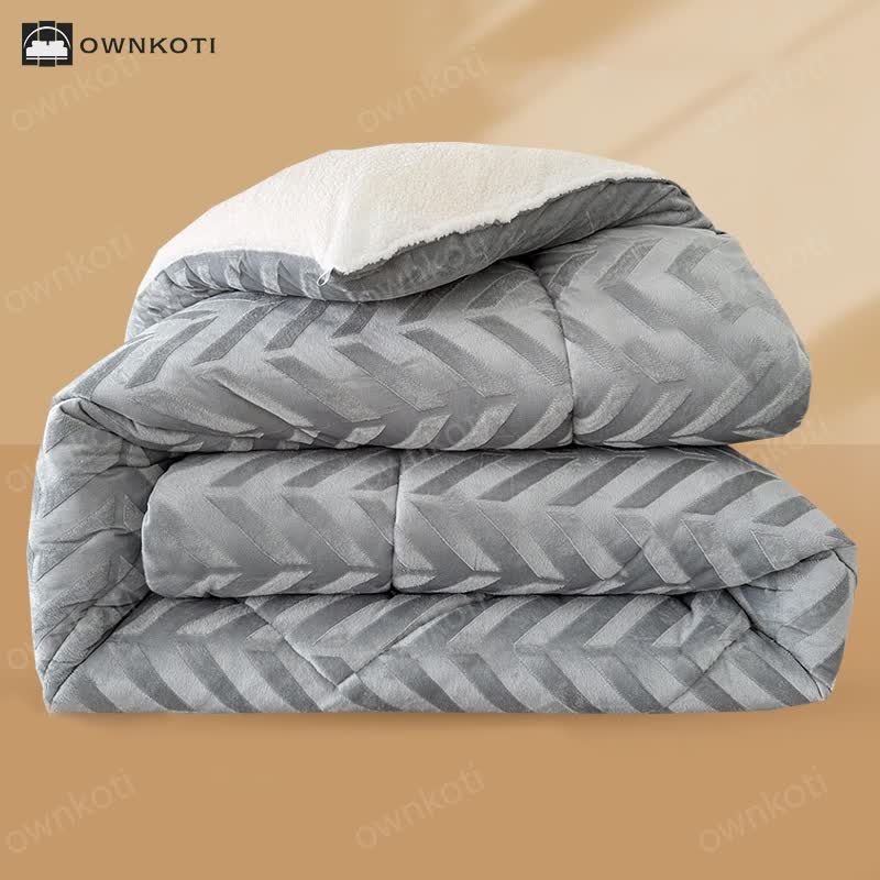 Sherpa Warm Throw Blanket with Quilt Core