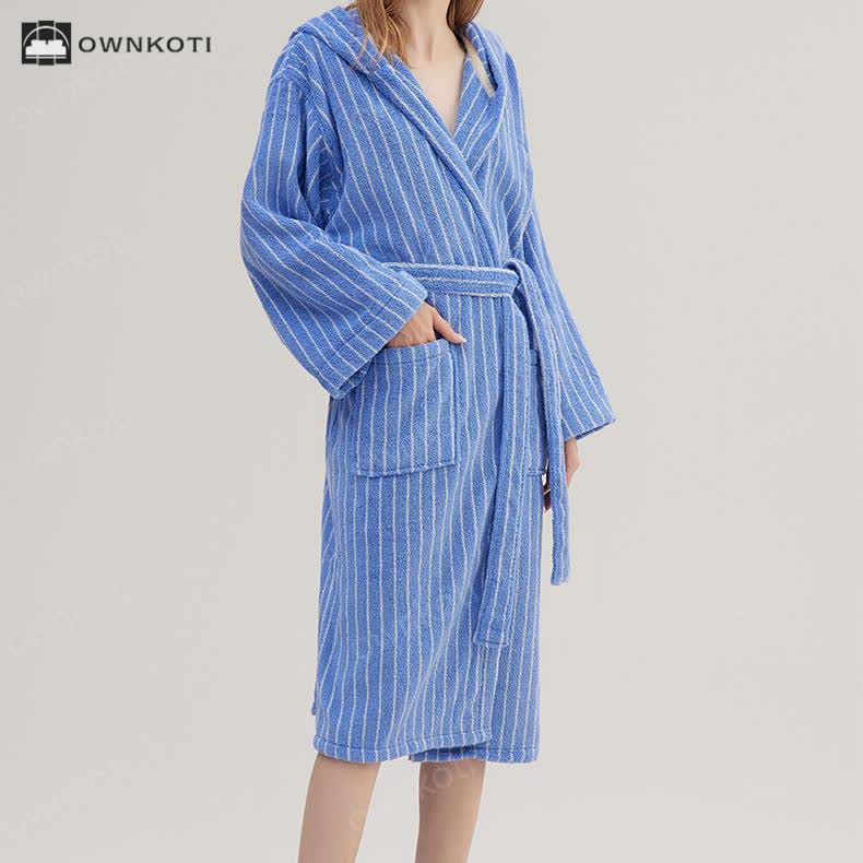 Pure Cotton Striped Hooded Cape Bathrobe