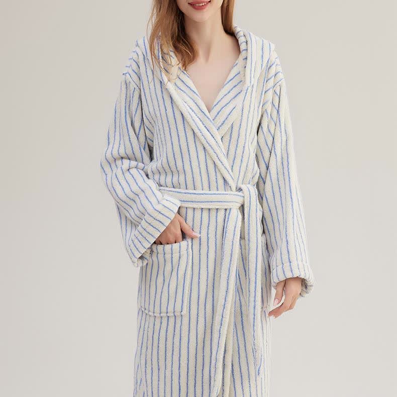 Pure Cotton Striped Hooded Cape Bathrobe