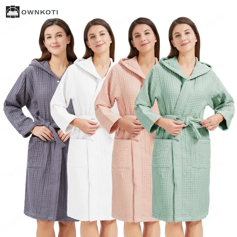 Pure Cotton Waffle Textured Breathable Bathrobe