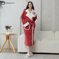 Jacquard Fleece Lapel Neck Bathrobe