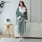 Jacquard Fleece Lapel Neck Bathrobe