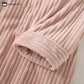 Solid Color Vertical Striped Flannel Bathrobe