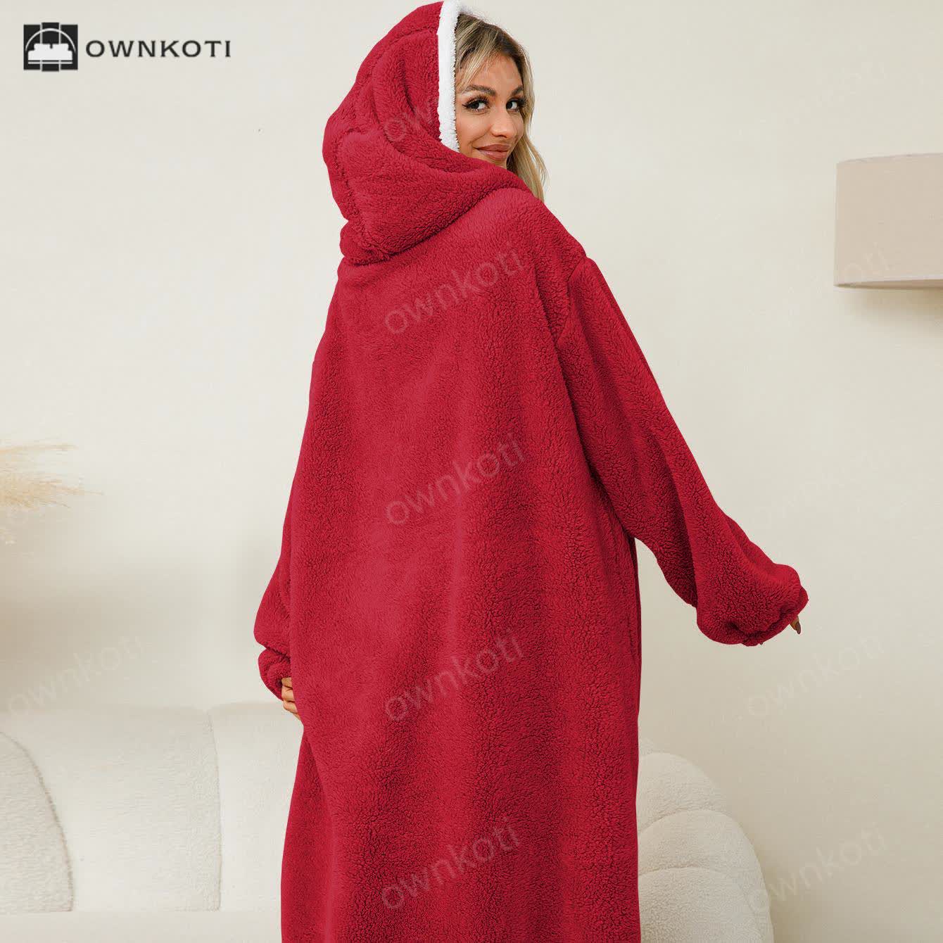 Jacquard Apple Flannel Hooded Nightgown